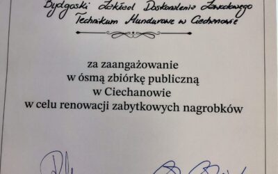 Podziękowanie za zaangażowanie w zbiórkę publiczną
