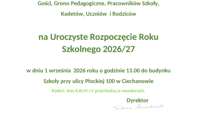 Uroczyste rozpoczęcie roku szkolnego 2026/2027